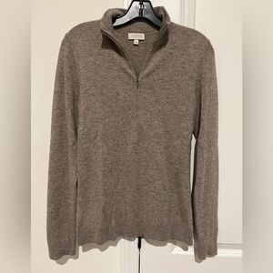Kinross Cashmere Sweater, half zip, size Small, Birch color